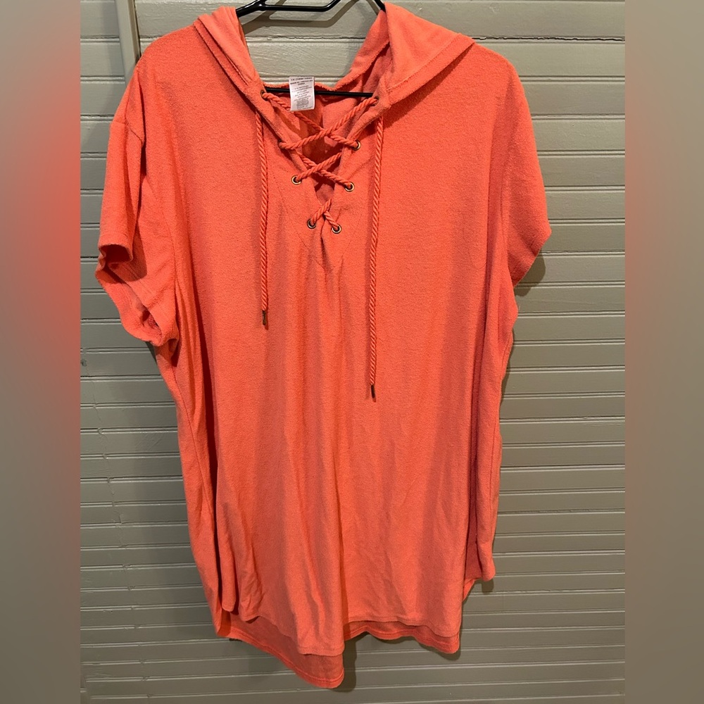 NWOT Time and Tru Terry Cloth Towel Orange Cover Up Size 1X